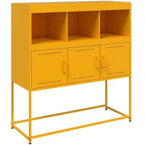 vidaXL Credenza Giallo Senape 100,5x39x107 cm in Acciaio (1/5)
