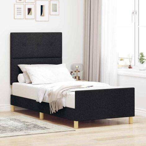 Struttura del letto con testiera Nero 90 x 200 cm Tessuto vidaXL (1/5)