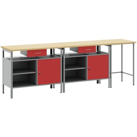 Set banco da lavoro 3 pcs Nero 255 x 55 x 85 cm Acciaio vidaXL