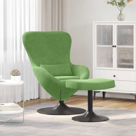 Sedia Egg con Pouf Verde chiaro Velluto vidaXL (1/5)