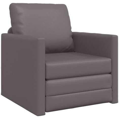 vidaXL Divano Letto a Terra Grigio 74 x 77 x 81 cm Pelle sintetica (1/5)