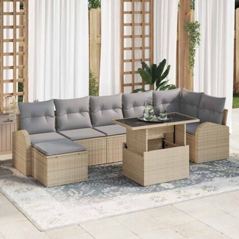 vidaXL Set Divano da Giardino con cuscino 8 pcs beige e grigio chiaro (1/5)