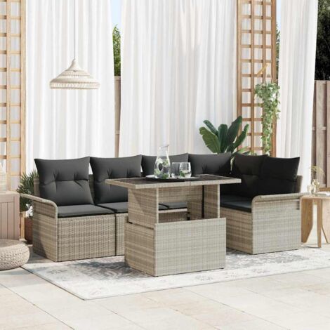 Set Divano da Giardino 6 pcs Grigio chiaro polyrattan vidaXL (1/5)