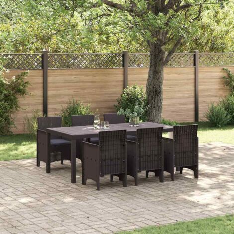 vidaXL Set da Pranzo per Giardino 7 pcs Marrone Rattan Polt