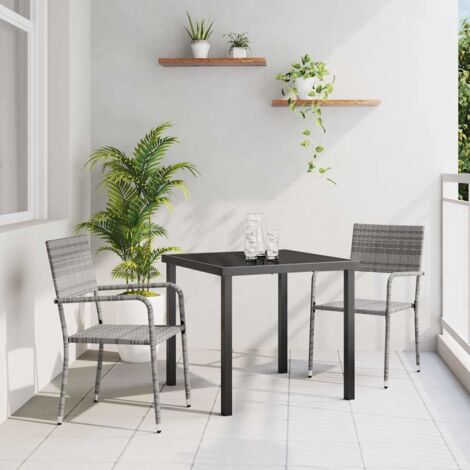 Set da Pranzo per Giardino con cuscino 3 pcs Grigio polyrattan vidaXL (1/5)