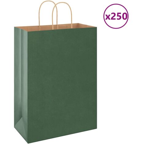 Sacchetti di Carta 250 pz con Manici Verdi 32x17x44 cm vidaXL