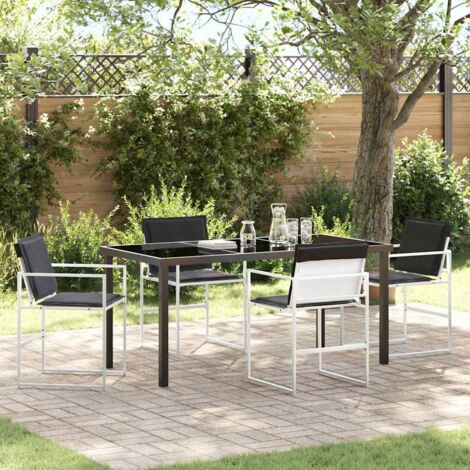 vidaXL Set da Pranzo per Giardino 5 pcs Bianco Textilene e (1/5)
