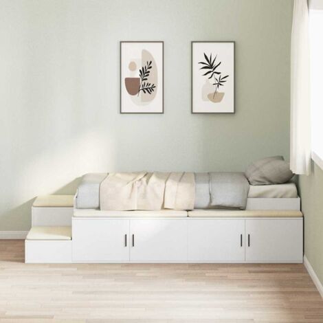 vidaXL Struttura letto con contenitore Bianco 75 cm Legno multistrato