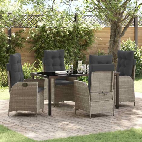 Set da Pranzo per Giardino 5 pcs Grigio chiaro polyrattan vidaXL (1/5)