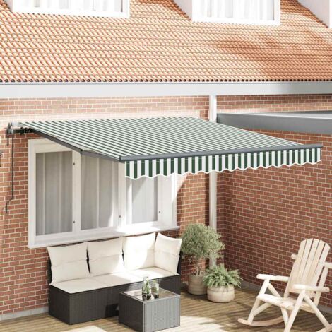 Tenda retrattile Verde e Bianco 300 x 250 cm vidaXL