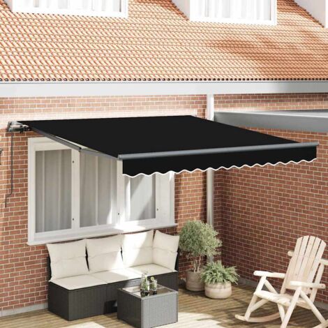 vidaXL Tenda Retrattile Nero 350 x 250 cm Tessuto