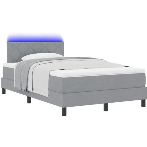 VidaXL Giroletto A Molle Inscatolate Con Materasso, 120x190 Cm, Colore Grigio Chiaro, Tessuto Traspirante, Testiera Regolabile, Supporto Medio-Duro