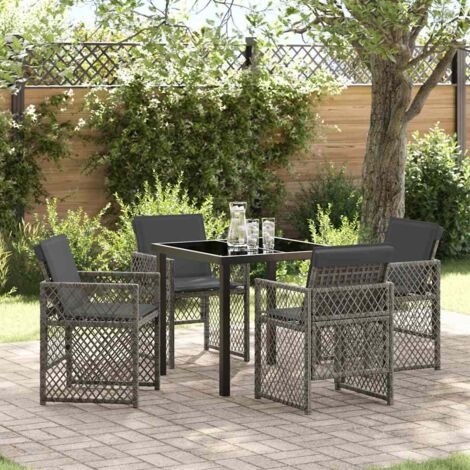 Set da Pranzo per Giardino 5 pcs Grigio polyrattan vidaXL