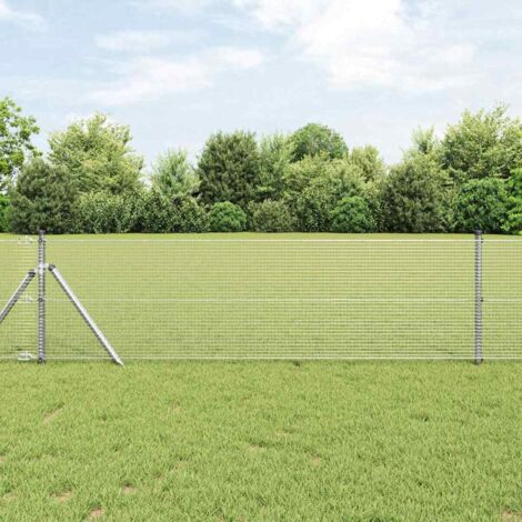 vidaXL Recinzione in Rete Saldato Argento 0.6 x 50 m Acciaio