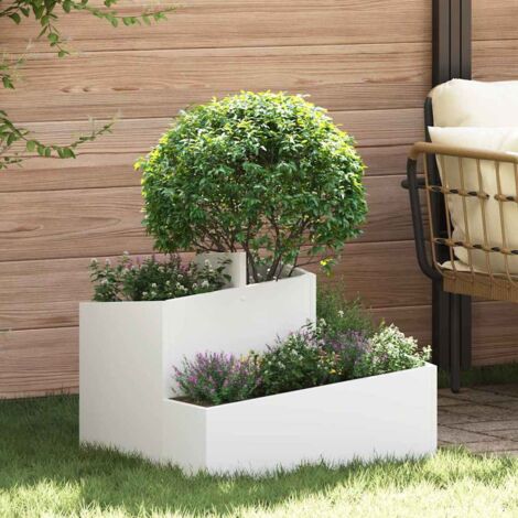 vidaXL Vaso da giardino Bianco 60 x 60 x 50 cm Acciaio