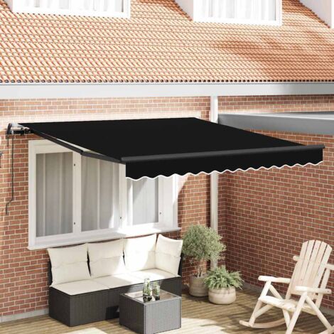 Tenda retrattile Nero 350 x 250 cm Tessuto e Alluminio vidaXL (1/5)