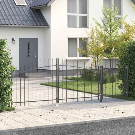 Cancello da giardino Woerden Grigio 125 x 400 cm Acciaio vidaXL