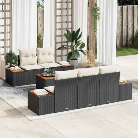 vidaXL Set Divano da Giardino con cuscino 6 pcs Nero Poly Rattan (1/5)