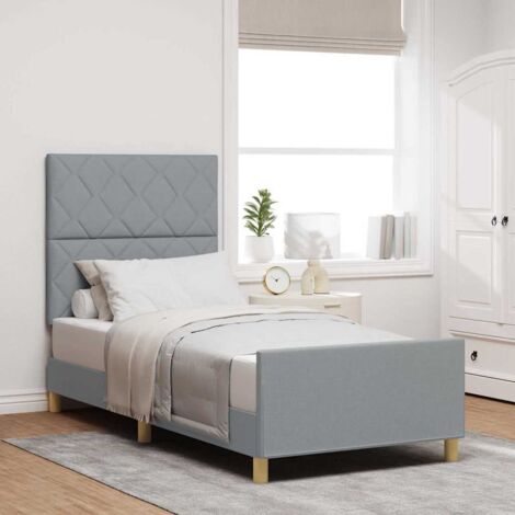 Struttura del letto Grigio chiaro 100 x 200 cm Tessuto vidaXL (1/5)
