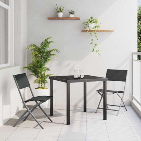 Set da Pranzo per Giardino 3 pcs Nero vidaXL (1/5)