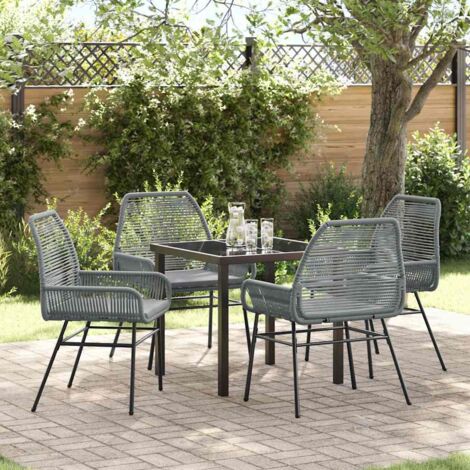 Set da Pranzo per Giardino con cuscino 5 pcs Grigio polyrattan vidaXL (1/5)
