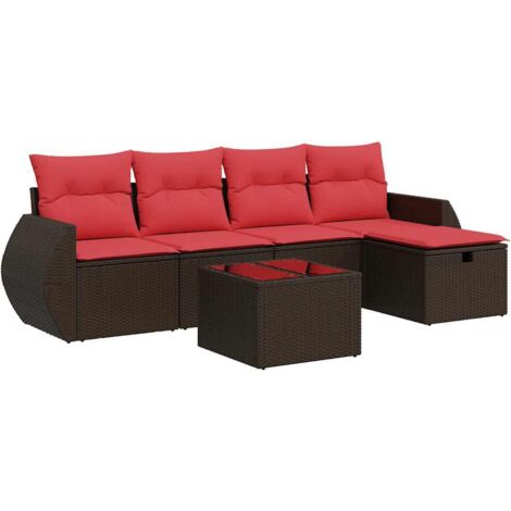 vidaXL Set Divano da Giardino 6 pz con Cuscini Marrone in Polyrattan