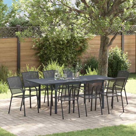 Set da Pranzo per Giardino 9 pcs Antracite Acciaio vidaXL (1/5)