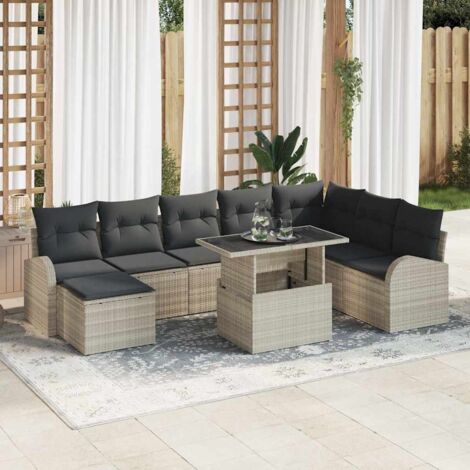 Set Divano da Giardino con cuscino 9 pcs Grigio chiaro vidaXL (1/5)