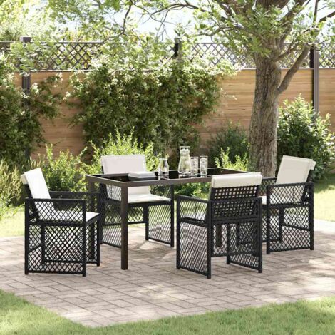 Set da Pranzo per Giardino 5 pcs Nero polyrattan vidaXL