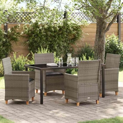 Set da Pranzo per Giardino 5 pcs Grigio polyrattan vidaXL (1/5)