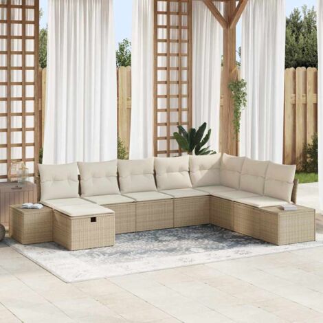 Set Divano da Giardino con cuscino 8 pcs Beige polyrattan vidaXL (1/5)