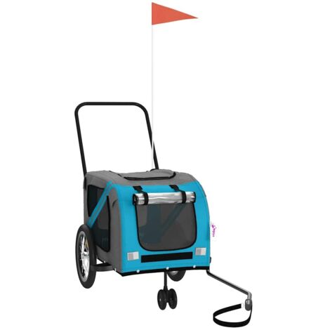 vidaXL Rimorchio da Bici per Animali Blu e Grigio Oxford e Ferro
