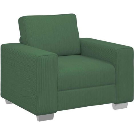 vidaXL Divano Sedia Verde Scuro 60 cm Tessuto di Velluto a Coste (1/5)