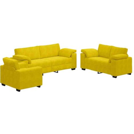 vidaXL Set di Divani 3 pz con Cuscini giallo in Velluto (1/5)
