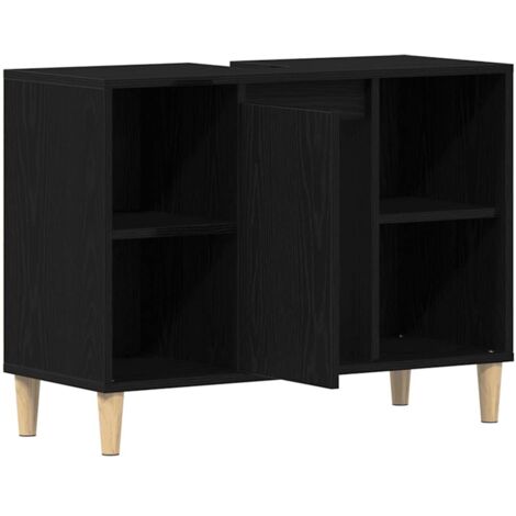 vidaXL Mobiletto per Lavabo Rovere Nero 80x33x60 cm in Legno Massello