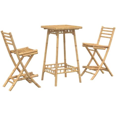 vidaXL Set Bar da Esterno 3 pz Pieghevole in Bambù