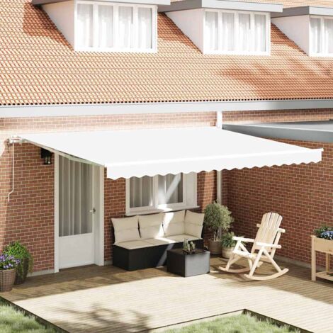 Tenda retrattile Bianco 450 × 300 cm Tessuto e Alluminio vidaXL