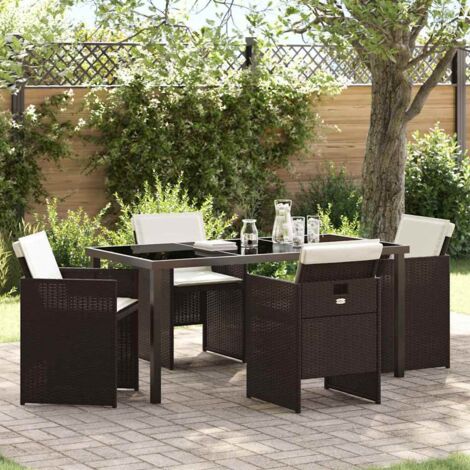 Set da Pranzo per Giardino 5 pcs Marrone polyrattan vidaXL (1/5)