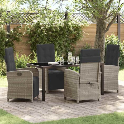 Set da Pranzo per Giardino 5 pcs Grigio chiaro polyrattan vidaXL (1/5)