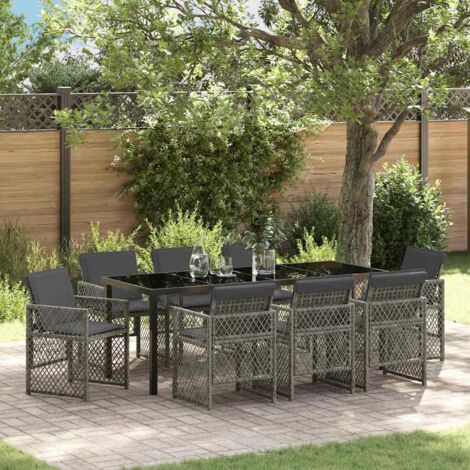 Set da Pranzo per Giardino 9 pcs Grigio polyrattan vidaXL (1/5)