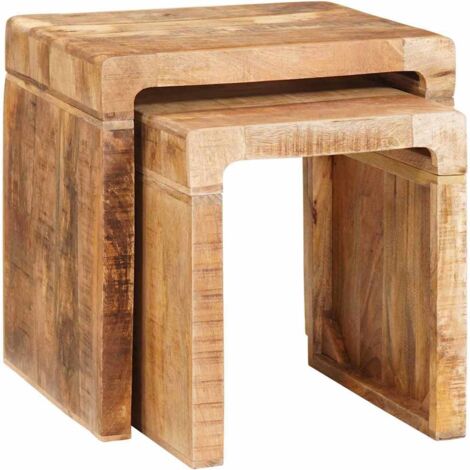 Tavoli da annidamento 2 pcs Marrone Legno di mango massello vidaXL (1/5)