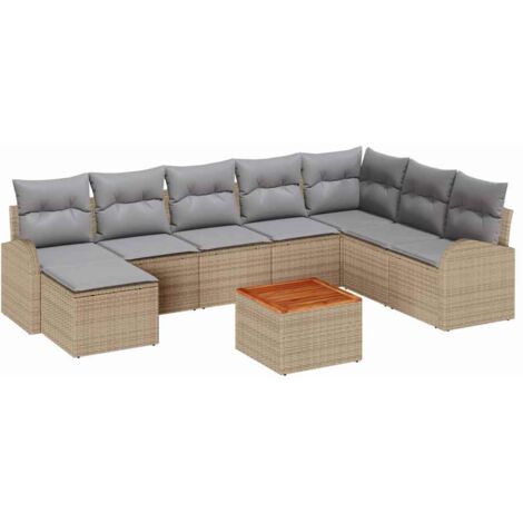 Set Divano da Giardino 9 pcs Beige e Grigio Chiaro polyrattan vidaXL (1/5)