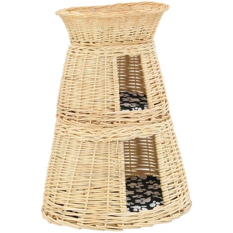 vidaXL Set Ceste per Gatti con Cuscini 3 pz 47x34x60 cm Salice Naturale