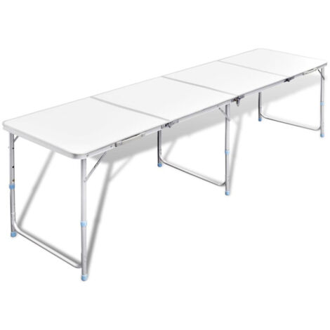 Tavolo da Campeggio Pieghevole Alluminio Regolabile 240x60 cm