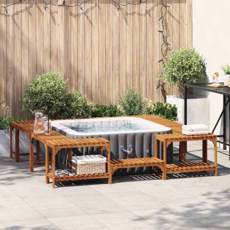 Vidaxl – Circonferenza per vasca idromassaggio in legno massello di acacia 230 x 230 cm – Resistente agli agenti atmosferici – Design moderno per esterni (1/5)
