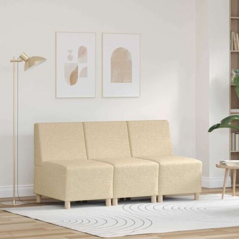 vidaXL Unità di Divano Modulare Senza Braccioli 3 pcs Crema