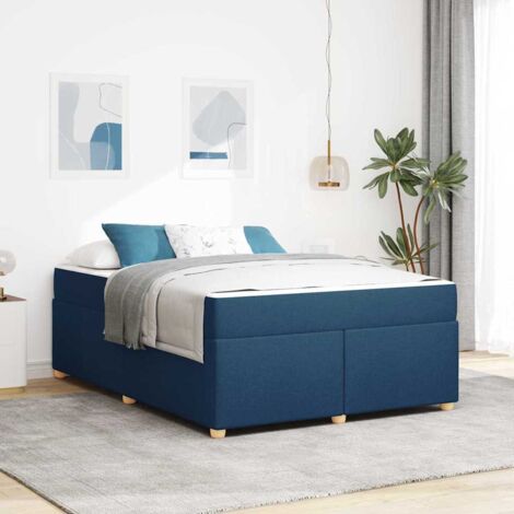 Struttura del letto con materasso Blu 160 x 200 cm Tessuto vidaXL (1/5)