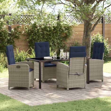 vidaXL Set da Pranzo per Giardino con cuscino 5 pcs Grigio (1/5)