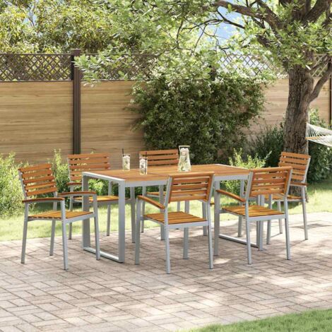 vidaXL Set da Pranzo per Giardino 7 pcs Grigio (1/5)