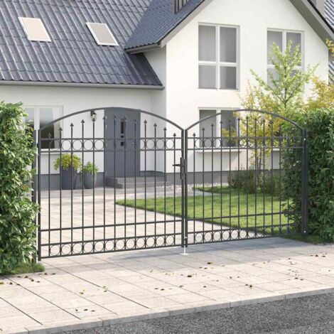 Cancello per recinzione ASSEN 401 x 224,5 cm Acciaio Grigio vidaXL (1/5)